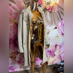 Simply Couture brownish Tan Coat with Embellished Detail